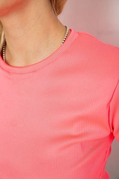Футболка жіноча в рубчик, колір рожевий, 238R123-2 120101_845620 фото